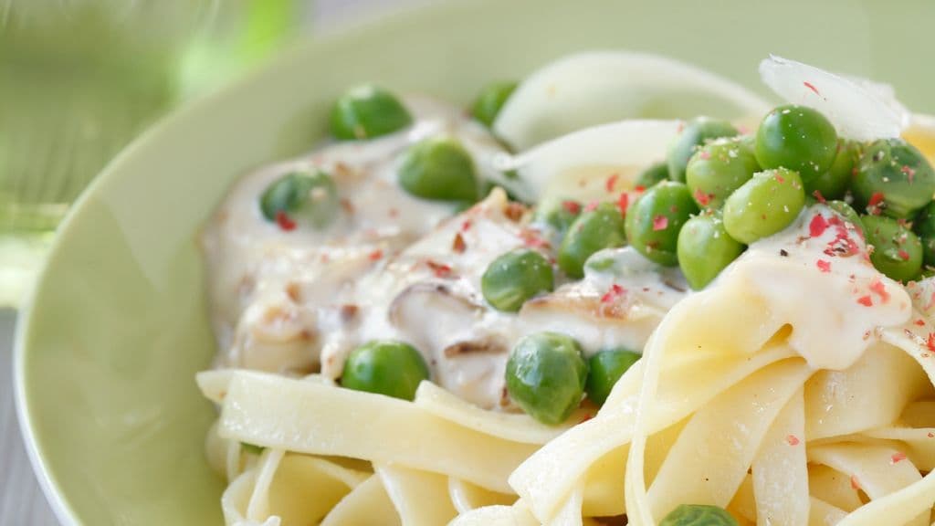 Tagliatelles au mascarpone et petits pois