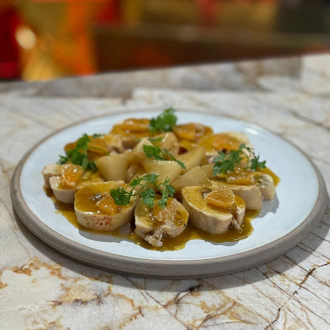 Volaille farcie aux marrons et à la clémentine de Cyril Lignac