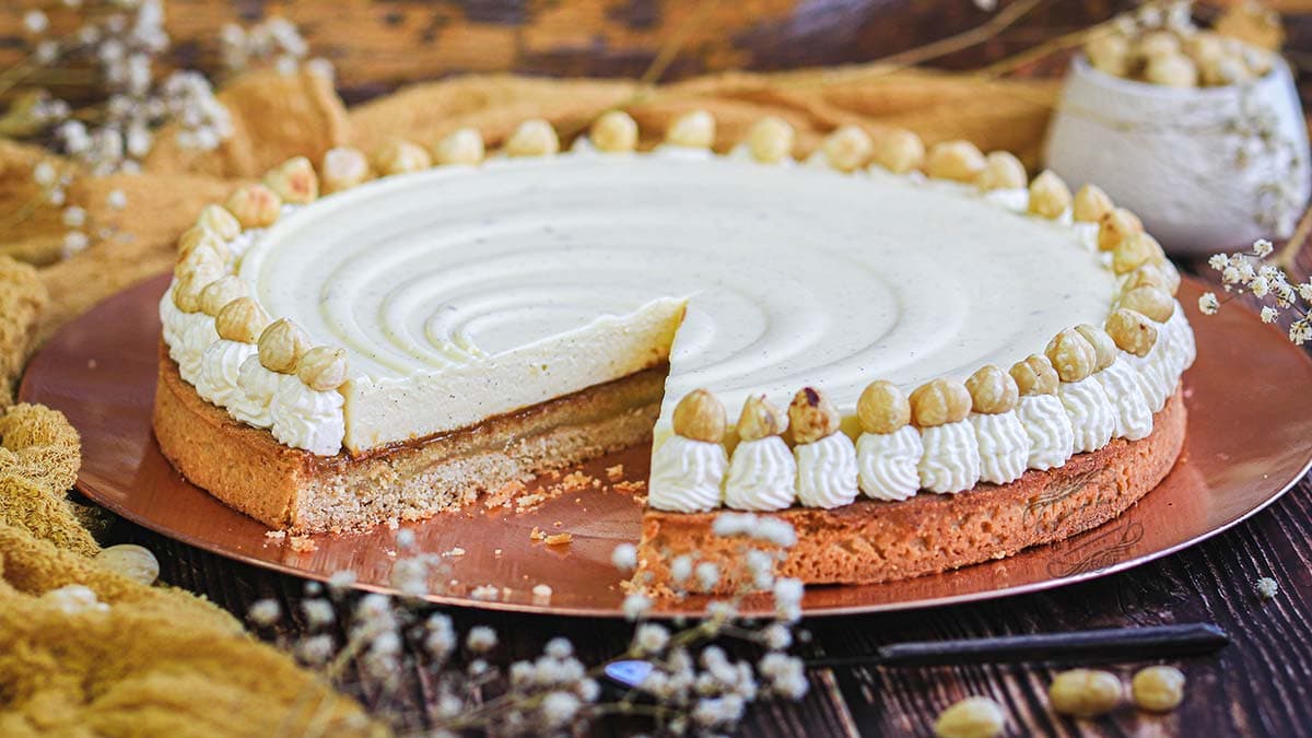 Tarte vanille et noisette délicate et gourmande